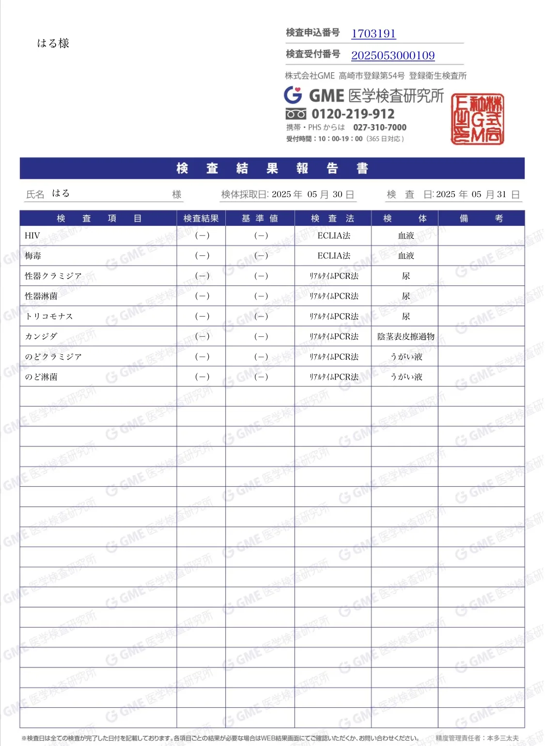 検査結果
