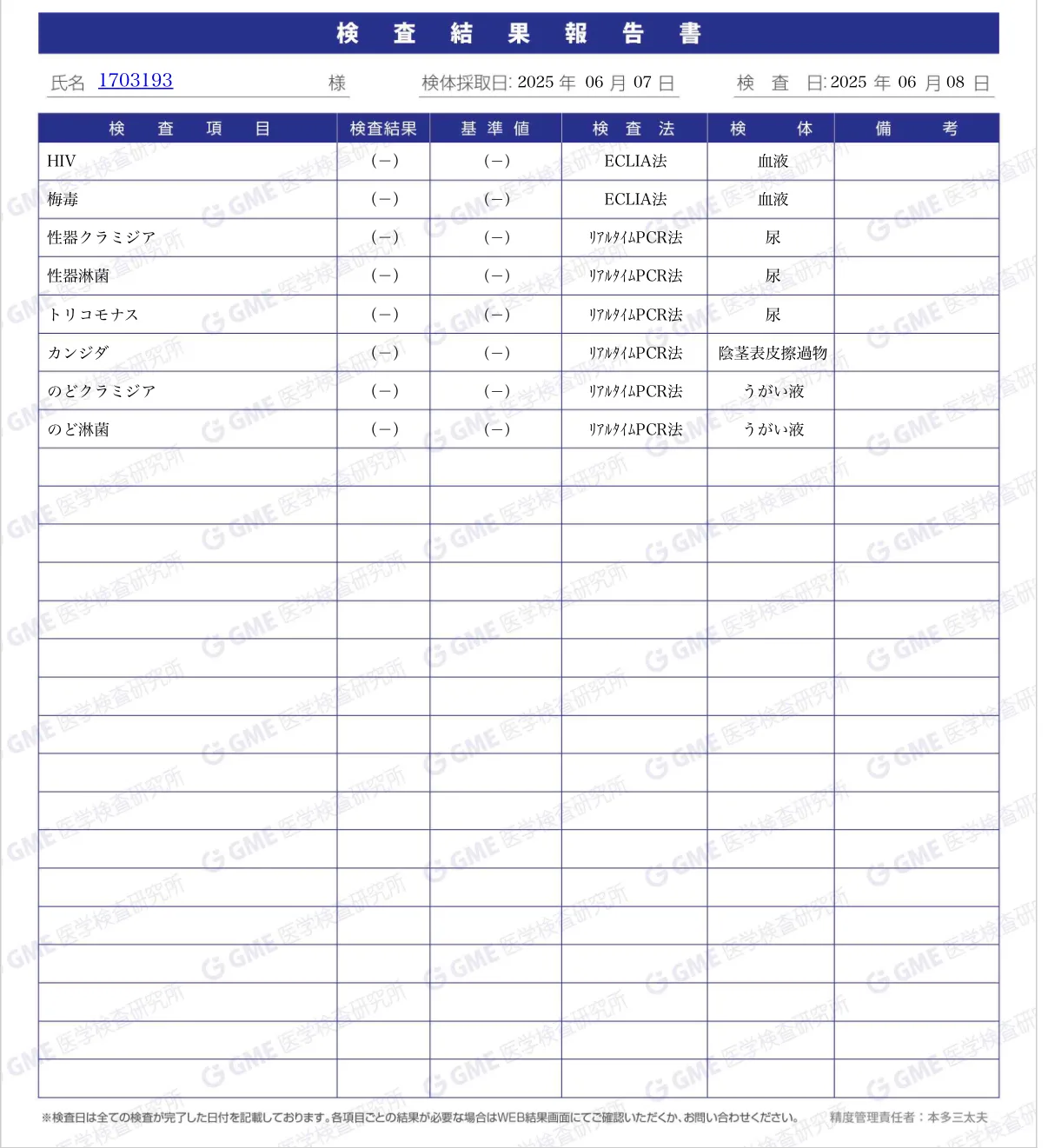 検査結果