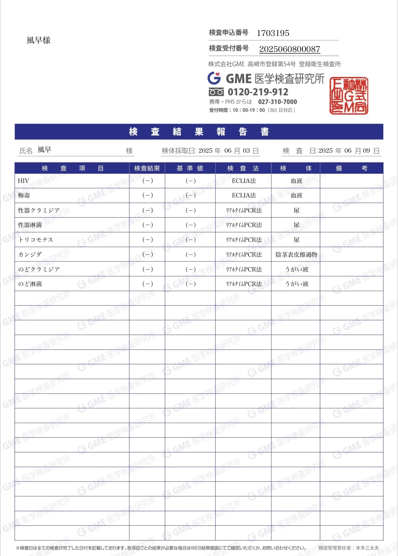 検査結果
