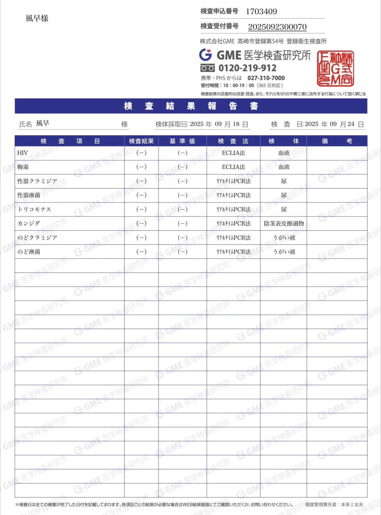 検査結果