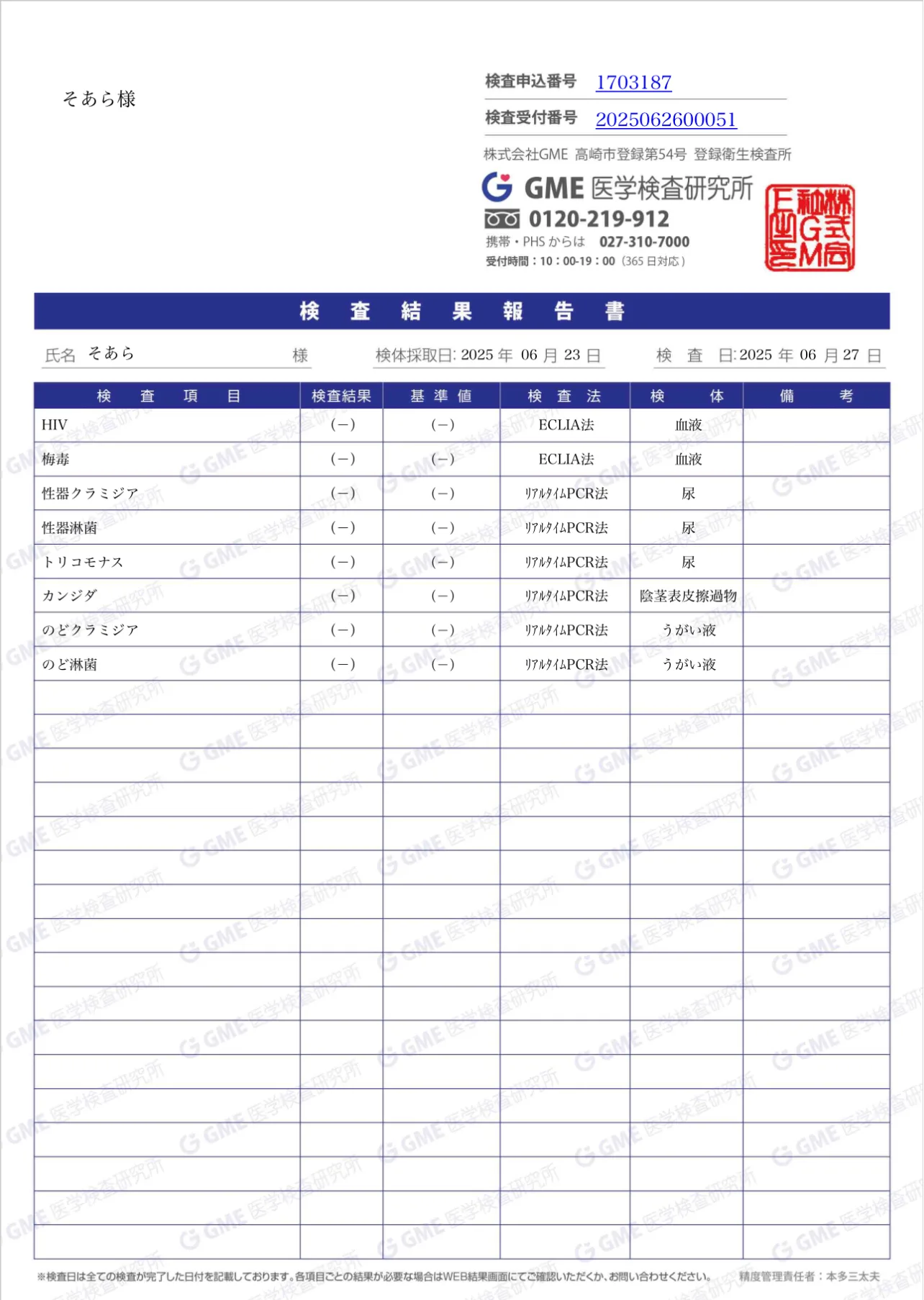 検査結果