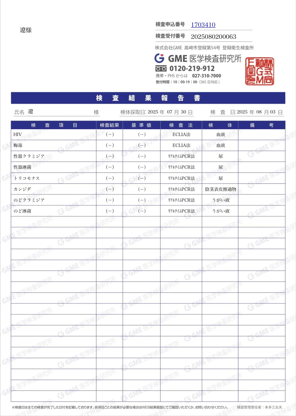 検査結果