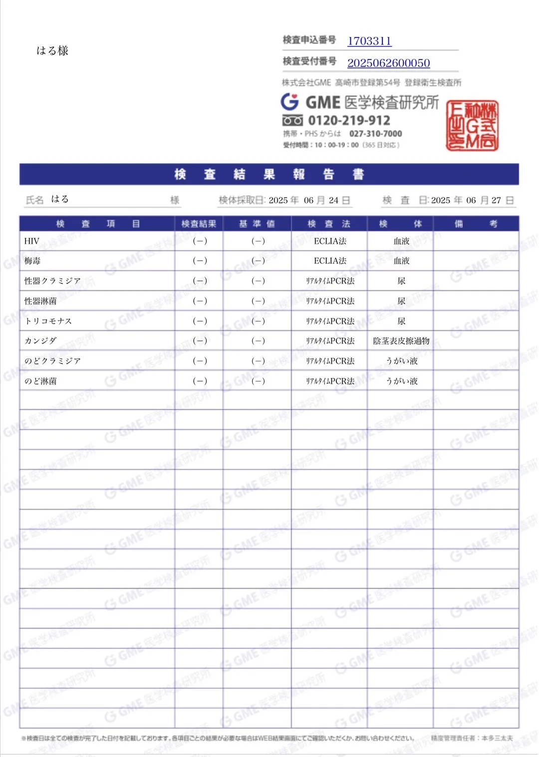 検査結果